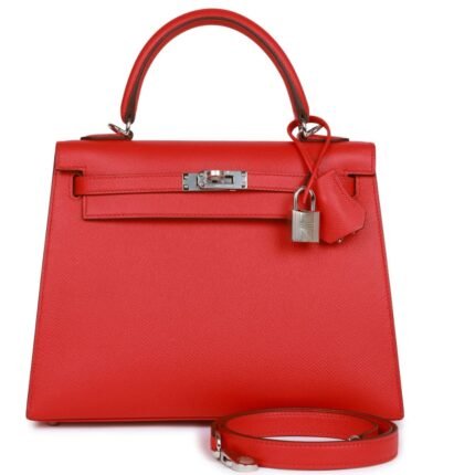 HERMÈS KELLY SELLIER 25 ROUGE DE COEUR VERSO EPSOM PALLADIUM HARDWARE