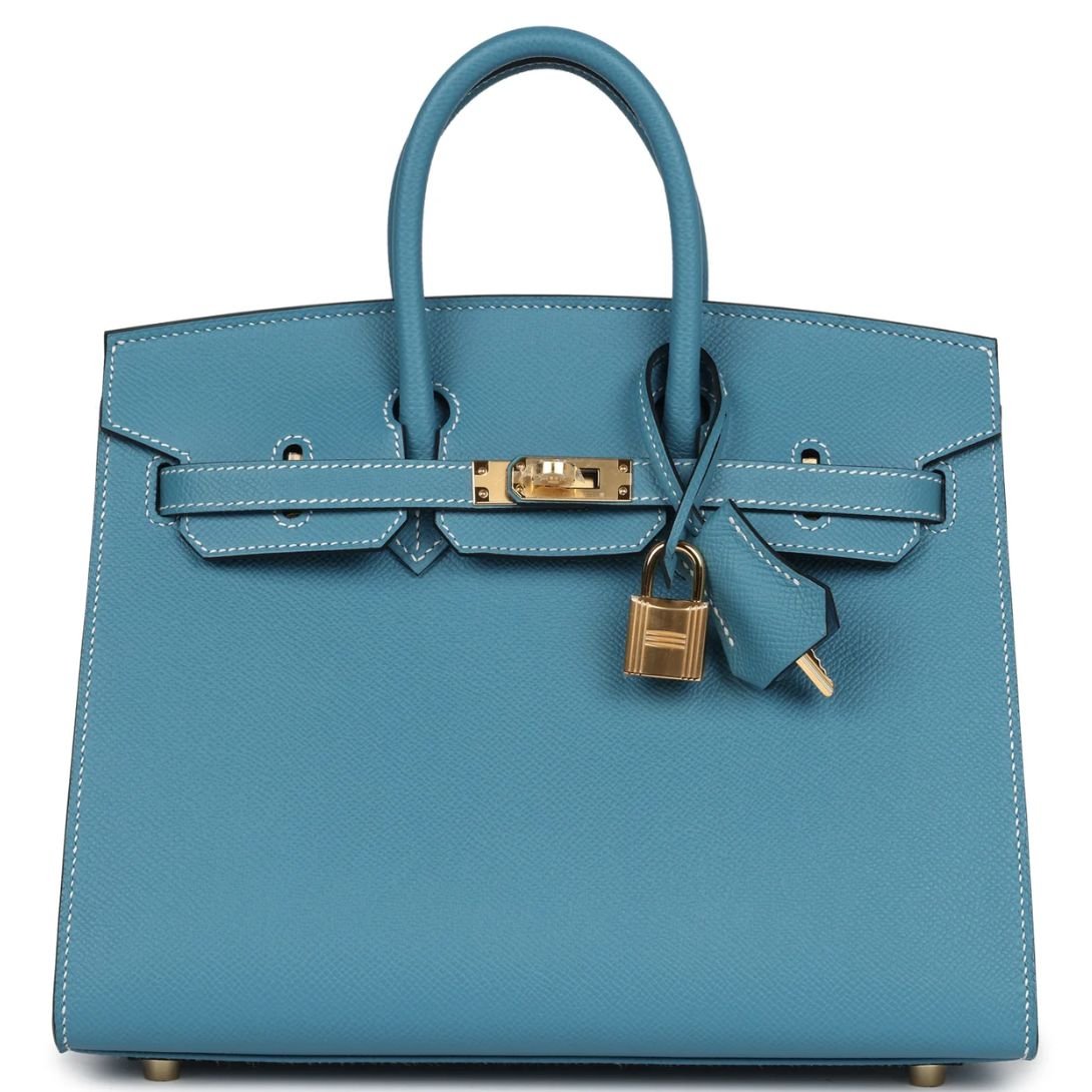 HERMÈS BIRKIN SELLIER 25 BLUE JEAN EPSOM GOLD HARDWARE