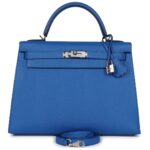 HERMÈS KELLY SELLIER 32 BLEU FRANCE EPSOM PALLADIUM HARDWARE