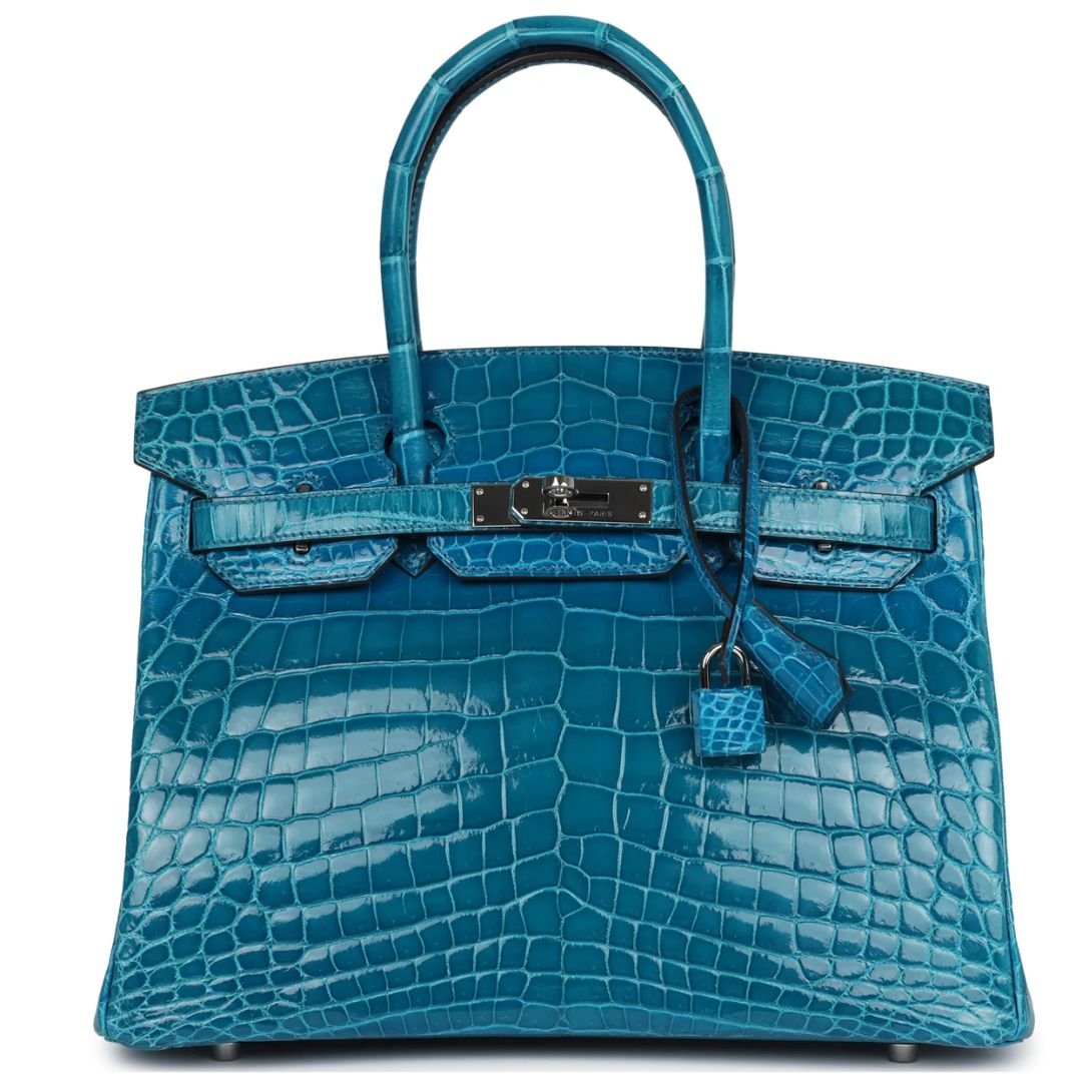 RMÈS BIRKIN 30 BPRE-OWNED HELEU IZMIR SHINY NILOTICUS CROCODILE PALLADIUM HARDWARE