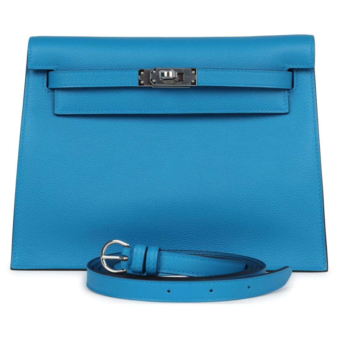 1 HERMÈS KELLY DANSE BLEU ZANZIBAR EVERCOLOR PALLADIUM HARDWARE