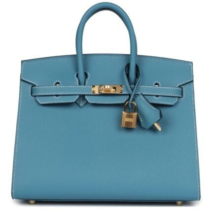 HERMÈS BIRKIN SELLIER 25 BLUE JEAN EPSOM GOLD HARDWARE