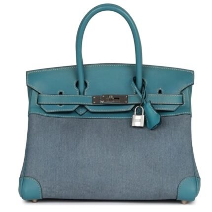 VINTAGE HERMÈS BIRKIN 30 DENIM AND BLUE JEAN GULLIVER PALLADIUM HARDWARE