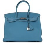 PRE-OWNED HERMÈS BIRKIN 35 BLUE JEAN TOGO PALLADIUM HARDWARE
