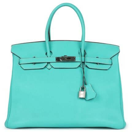 PRE-OWNED HERMÈS BIRKIN 35 LAGON TOGO PALLADIUM HARDWARE