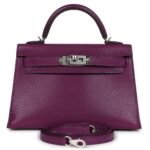 PRE-OWNED HERMÈS KELLY SELLIER 20 ANEMONE CHEVRE PALLADIUM HARDWARE