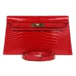 HERMÈS KELLY ELAN BRAISE SHINY POROSUS CROCODILE GOLD HARDWARE
