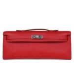 HERMÈS KELLY CUT ROUGE CASAQUE SWIFT PALLADIUM HARDWARE