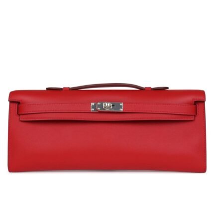HERMÈS KELLY CUT ROUGE CASAQUE SWIFT PALLADIUM HARDWARE