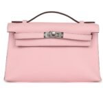 HERMÈS KELLY POCHETTE ROSE SAKURA SWIFT PALLADIUM HARDWARE