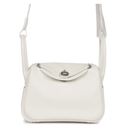 HERMÈS MINI LINDY WHITE SWIFT PALLADIUM HARDWARE