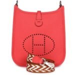 HERMÈS EVELYNE TPM ROSE TEXAS CLEMENCE PALLADIUM HARDWARE