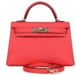 HERMÈS SPECIAL ORDER (HSS) KELLY SELLIER 20 ROSE TEXAS VERSO CHEVRE PERMABRASS HARDWARE