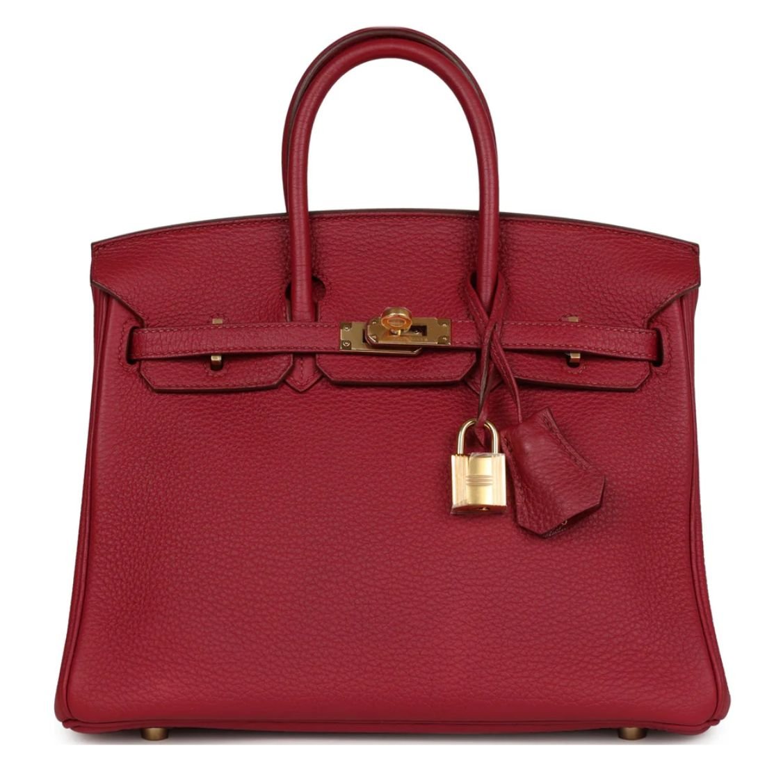 1 PRE-OWNED HERMÈS BIRKIN 25 RUBIS TOGO GOLD HARDWARE