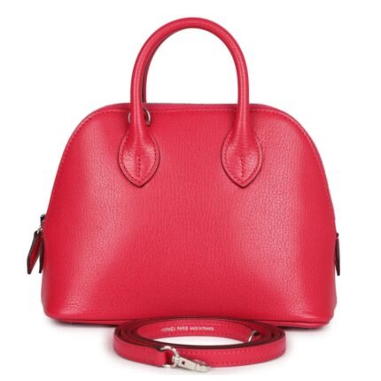 HERMÈS MINI 1923 BOLIDE ROSE EXTREME CHEVRE CHAMKILA PALLADIUM HARDWARE
