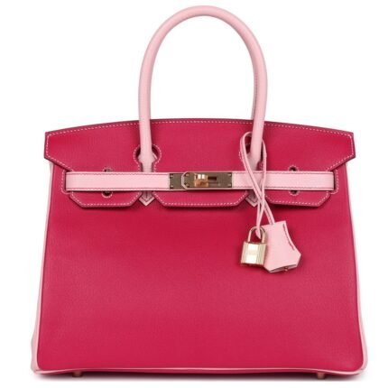 HERMÈS SPECIAL ORDER (HSS) BIRKIN 30 ROSE MEXICO AND ROSE SAKURA CHEVRE ROSE GOLD HARDWARE