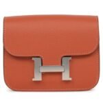 HERMÈS CONSTANCE SLIM WALLET BRIQUE EVERCOLOR PALLADIUM HARDWARE