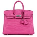 HERMÈS BIRKIN 25 ROSE SHOCKING MATTE ALLIGATOR PALLADIUM HARDWARE