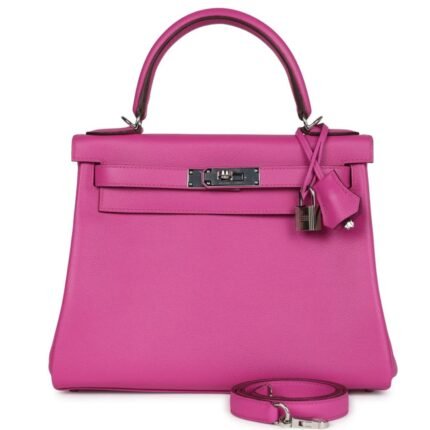 HERMÈS KELLY RETOURNE 28 MAGNOLIA EVERCOLOR PALLADIUM HARDWARE