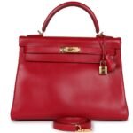 HERMÈS KELLY RETOURNE 32 ROUGE VIF TADELAKT GOLD HARDWARE