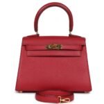 VINTAGE HERMÈS KELLY SELLIER 20 ROUGE VIF COURCHEVEL GOLD HARDWARE