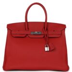 PRE-OWNED HERMÈS BIRKIN 35 ROUGE CASAQUE TOGO PALLADIUM HARDWARE
