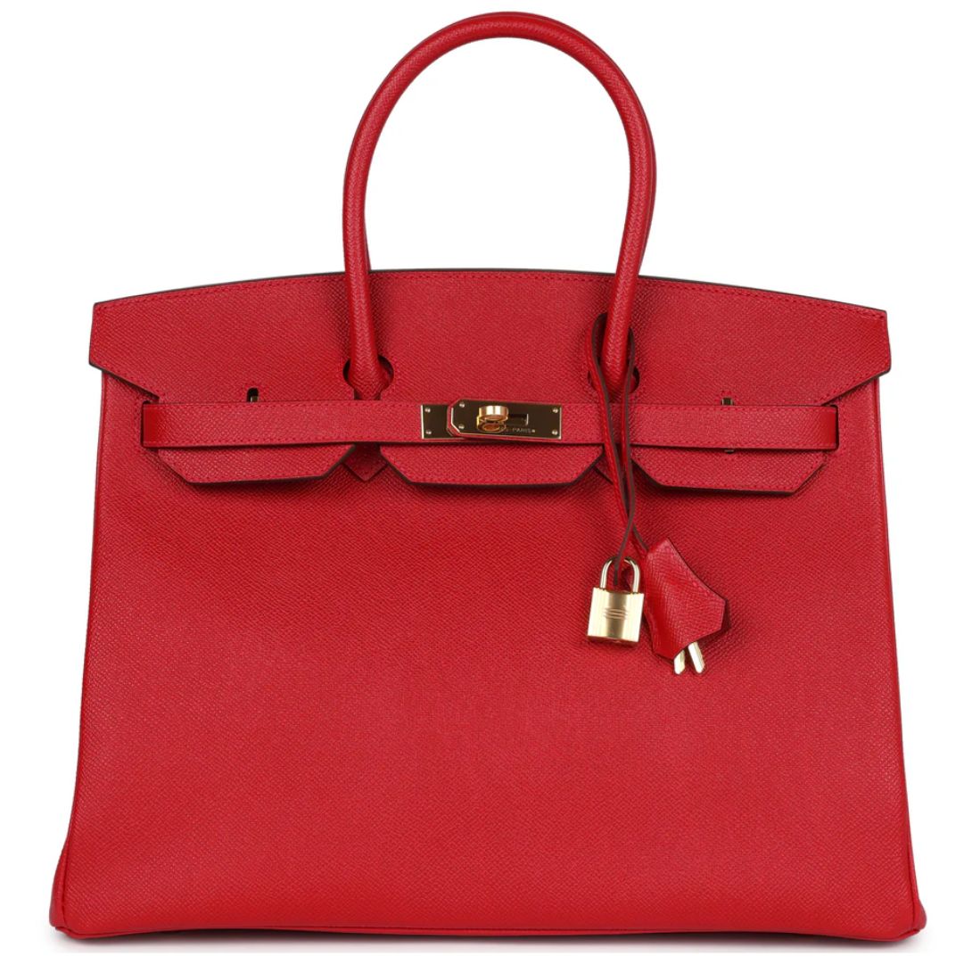 1 PRE-OWNED HERMÈS BIRKIN 35 ROUGE CASAQUE EPSOM GOLD HARDWARE