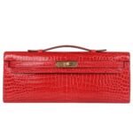 HERMÈS KELLY CUT BOUGAINVILLEA SHINY POROSUS CROCODILE GOLD HARDWARE