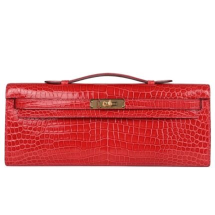 HERMÈS KELLY CUT BOUGAINVILLEA SHINY POROSUS CROCODILE GOLD HARDWARE