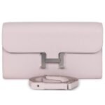 HERMÈS CONSTANCE WALLET TO GO MAUVE PALE EVERCOLOR PALLADIUM HARDWARE