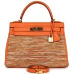 PRE-OWNED HERMÈS KELLY RETOURNE 28 VIBRATO ORANGE EVERCALFGOLD HARDWARE