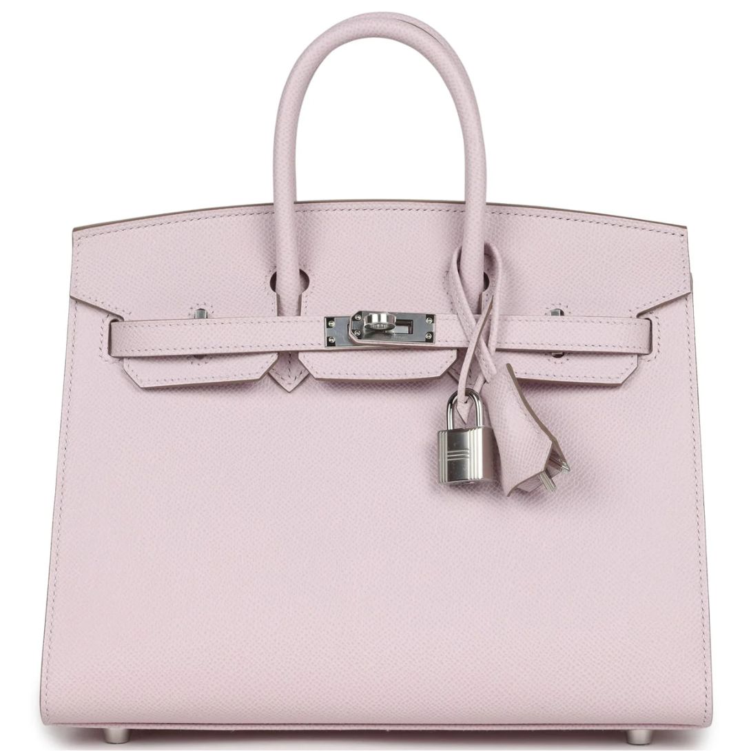 1 HERMÈS BIRKIN SELLIER 25 MAUVE PALE EPSOM PALLADIUM HARDWARE