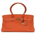 PRE-OWNED HERMÈS SHOULDER BIRKIN 42 JPG ORANGE H CLEMENCE GOLD HARDWARE