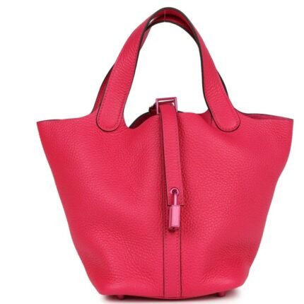 HERMÈS MONOCHROME PICOTIN LOCK 18 ROSE MEXICO CLEMENCE PINK HARDWARE