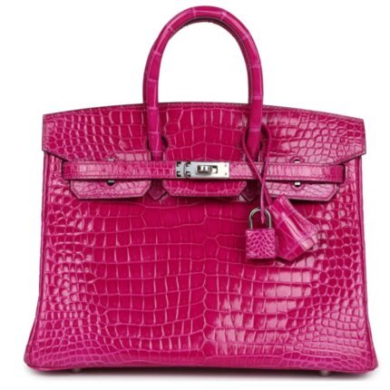 HERMÈS BIRKIN 25 ROSE SHEHERAZADE SHINY POROSUS CROCODILE PALLADIUM HARDWARE