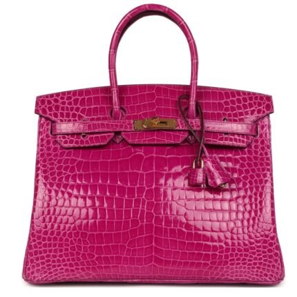 HERMÈS BIRKIN 35 ROSE SCHEHERAZADE SHINY POROSUS CROCODILE GOLD HARDWARE