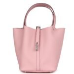 HERMÈS PICOTIN 22 ROSE SAKURA CLEMENCE PALLADIUM HARDWARE