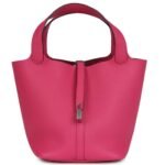 HERMÈS PICOTIN LOCK 22 ROSE SHOCKING MAURICE PALLADIUM HARDWARE