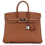 PRE-OWNED HERMÈS BIRKIN 25 GOLD TOGO PALLADIUM HARDWARE