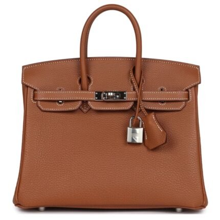 PRE-OWNED HERMÈS BIRKIN 25 GOLD TOGO PALLADIUM HARDWARE