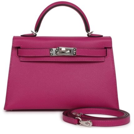 HERMÈS SPECIAL ORDER (HSS) KELLY SELLIER 20 ROSE POURPRE VERSO EPSOM PALLADIUM HARDWARE