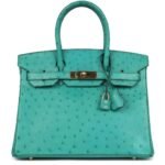 PRE-OWNED HERMÈS BIRKIN 30 VERT VERONE OSTRICH GOLD HARDWARE