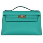 HERMÈS KELLY POCHETTE VERT VERONE SWIFT GOLD HARDWARE