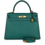 HERMÈS KELLY SELLIER 28 MALACHITE EPSOM GOLD HARDWARE