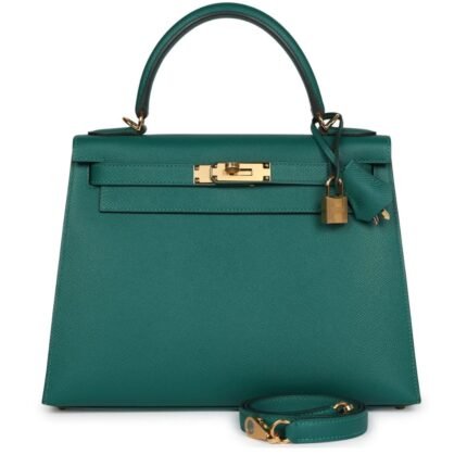 HERMÈS KELLY SELLIER 28 MALACHITE EPSOM GOLD HARDWARE