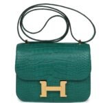 HERMÈS CONSTANCE 18 MALACHITE MATTE ALLIGATOR GOLD HARDWARE
