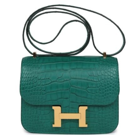 HERMÈS CONSTANCE 18 MALACHITE MATTE ALLIGATOR GOLD HARDWARE