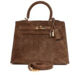 VINTAGE HERMÈS KELLY 25 BROWN DOBLIS GOLD HARDWARE