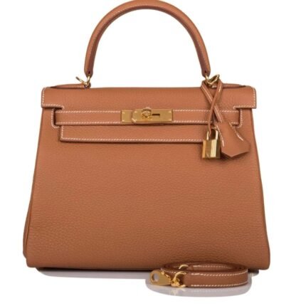 HERMÈS KELLY RETOURNE 28 GOLD TOGO GOLD HARDWARE