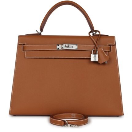 HERMÈS KELLY SELLIER 32 GOLD EPSOM PALLADIUM HARDWARE